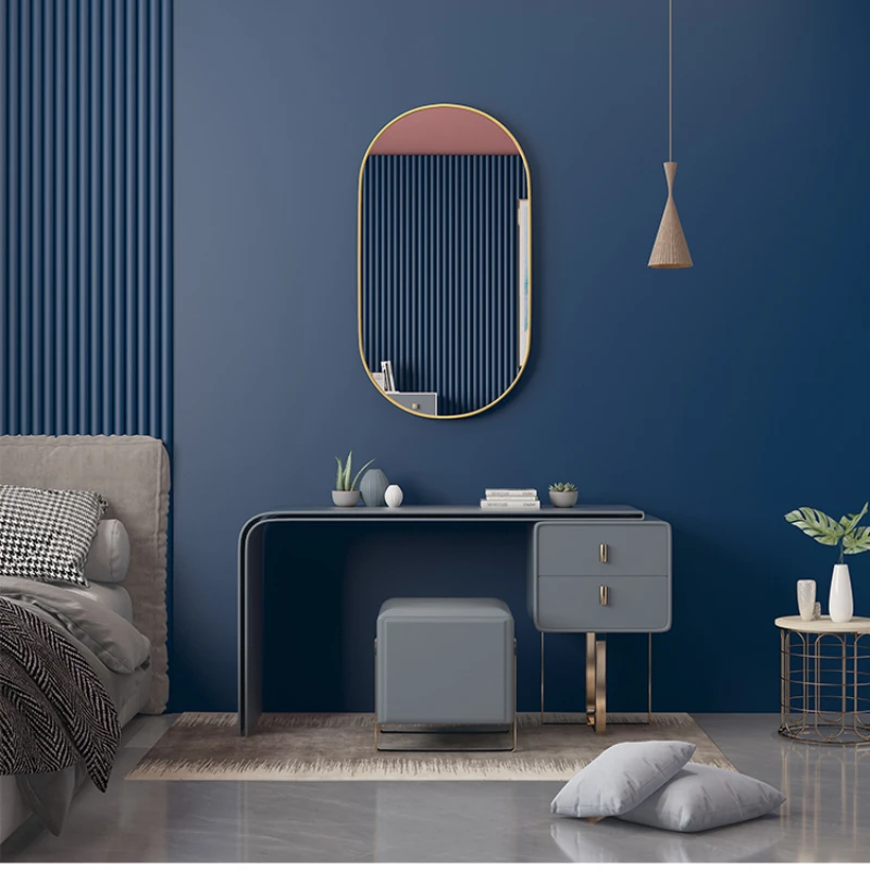 

Metal Shower Decorative Mirrors Makeup Bath Barber Nordic Hanging Mirror Oval Toilet Espelhos De Paredes Room Decor