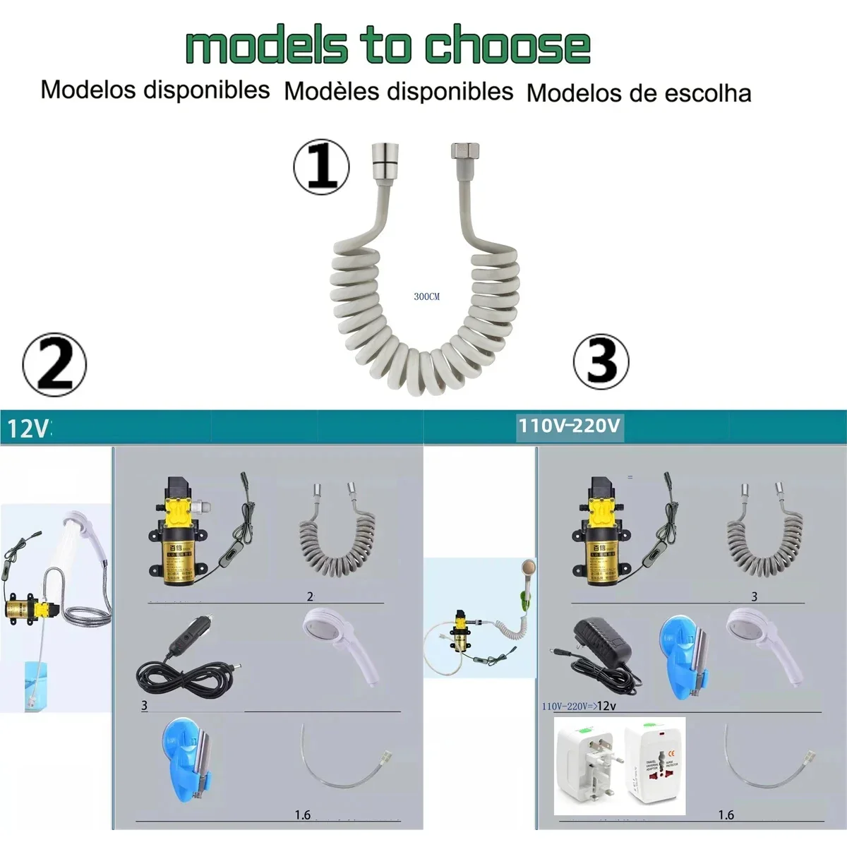 12V 36W Electric Siphon Pump Car Washer handheld Faucet Kit Outdoor Bath Camping Shower Set