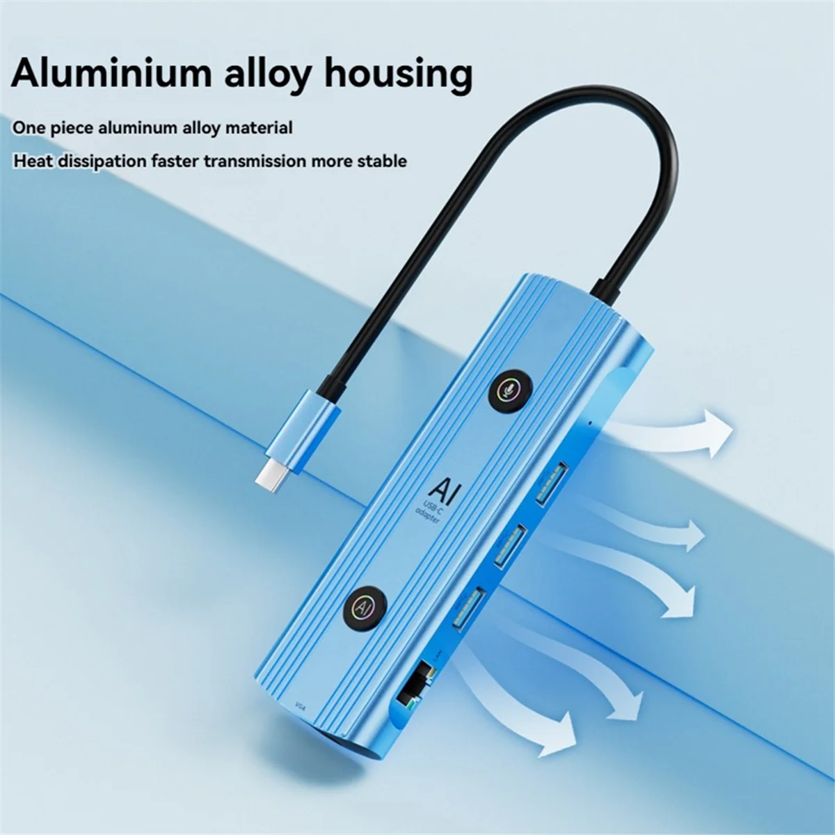 A05RP Ai Adaptor USB-C Stasiun Dok Tipe C Pintar, Stasiun Dok Suara AI Hub 13-In-1 VGA USB RJ45 SD/TF 3.5Mm PD3.0