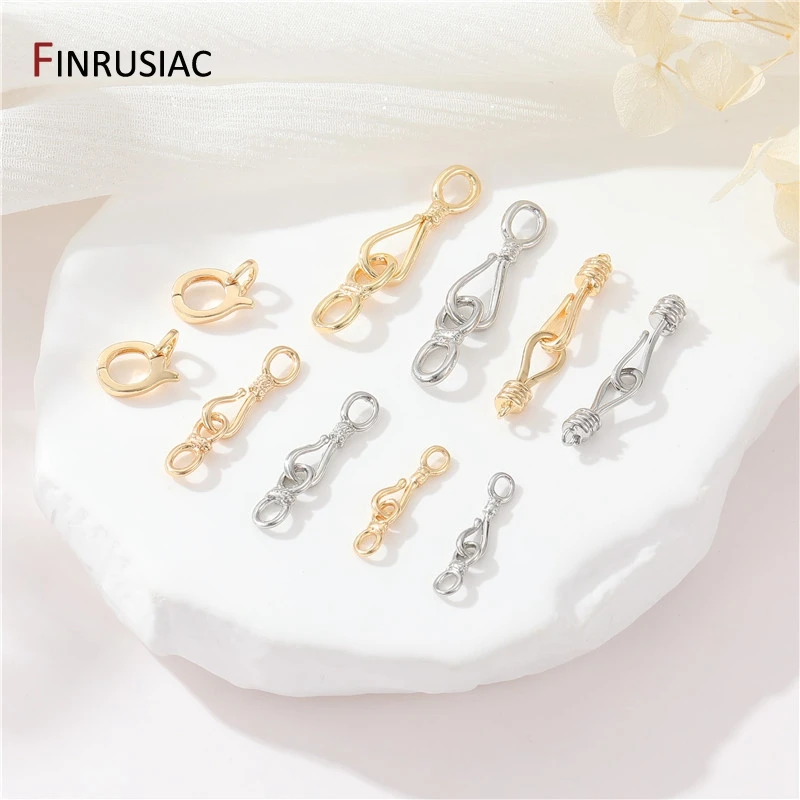 DIY Jewelry Making Accessories 14K Gold Plated Brass Necklace Bracelets Hook Clasps For Jewelry Making Supplies Findings