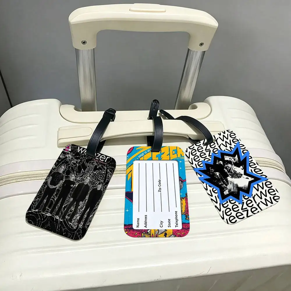 Weezer Music Band Universal PVC Luggage Tag Anti lost With Information Card Suitcase Backpack Identification Label