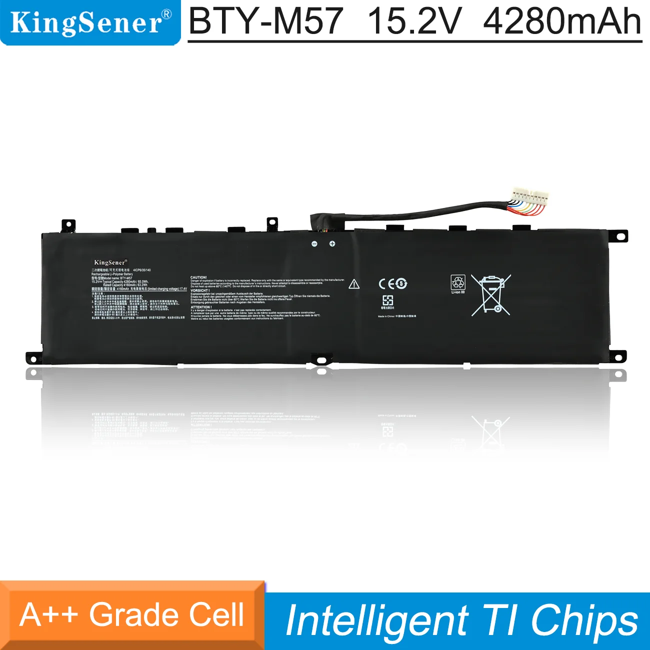 

KingSener BTY-M57 Laptop Battery For MSI GP66 GP76 MS-17K3 Leopard 10UG Series Notebook 15.2V 4280mAh/65Wh