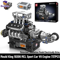 Mould King 10206 MCL Sport Car V8 Engine Building Blocks Bricks Technical Car Motorized Simulation Model Electrically Drive Gift