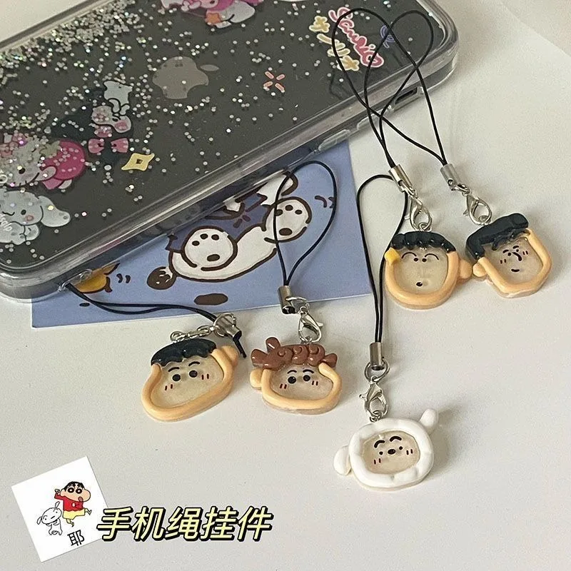 Cute Crayon Shin-chan Xiaobai Mobile Phone Rope Resin Ins Girl Heart Schoolbag Lanyard Cartoon Anime Fashion Pendant Gift Toy view 4