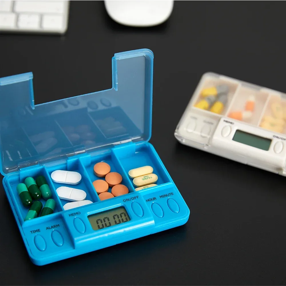 Intelligent Plastic Storage Box Electronic Timing Reminder Medicine Boxes Alarm Pills Desk Organizer Pill Container