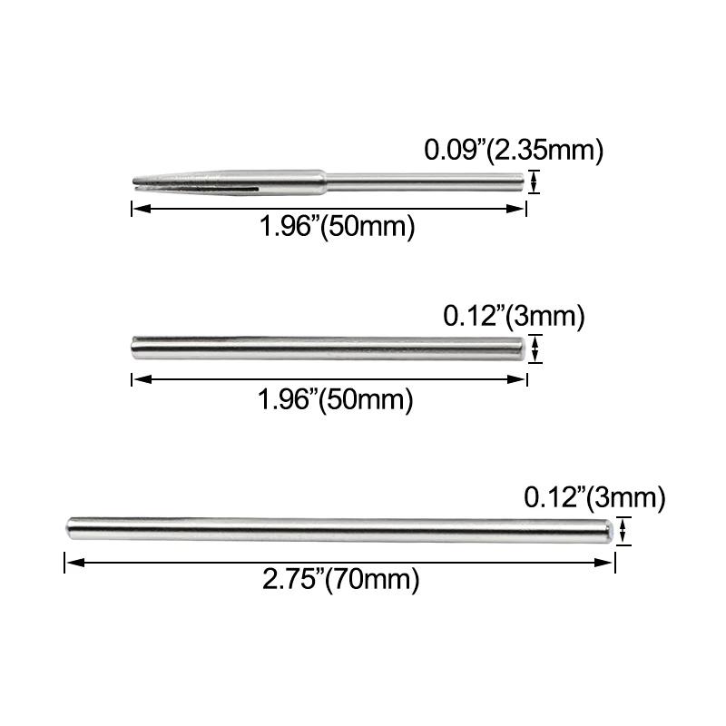 Lixa Clamp para moedor elétrico, Long Abrasive Holder Clip, Fixação Rod, Split Mandrels, Acessórios, 2.35mm, 3.0mm