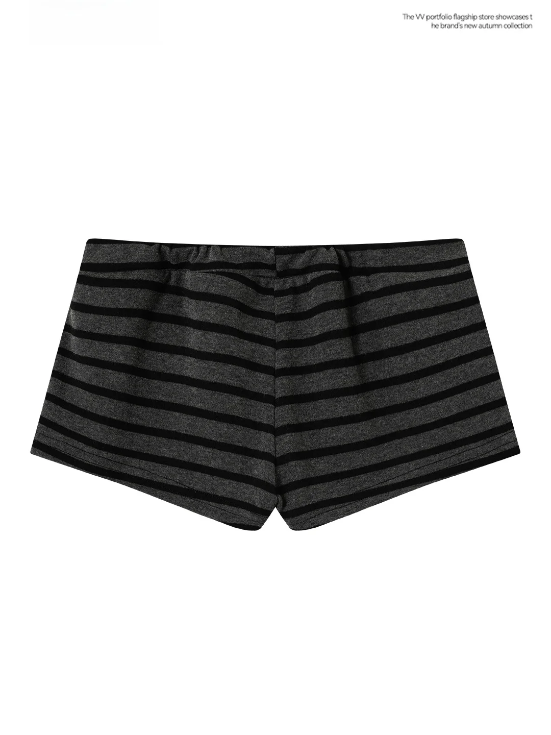 Retro Grey Stripe Belted Base Layer Shorts Women's Autumn Small Size Slim Fit Outerwear Spicy Girl Wrap Hip Small Foot Pants