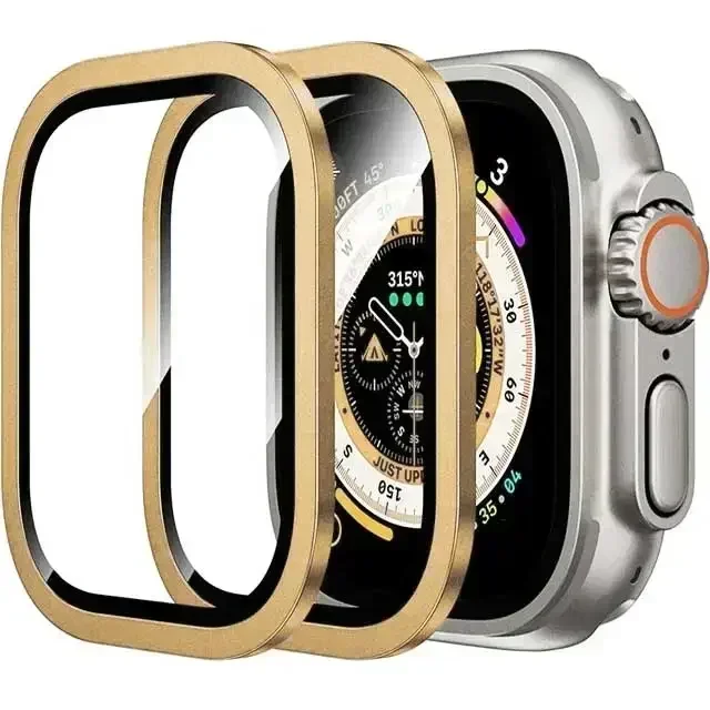 2 Stück Aluminiumlegierungsgehäuse + gehärtetes Glas für Apple Watch Ultra 2 49 mm kratzfester Displayschutz 2027 – Detail 16