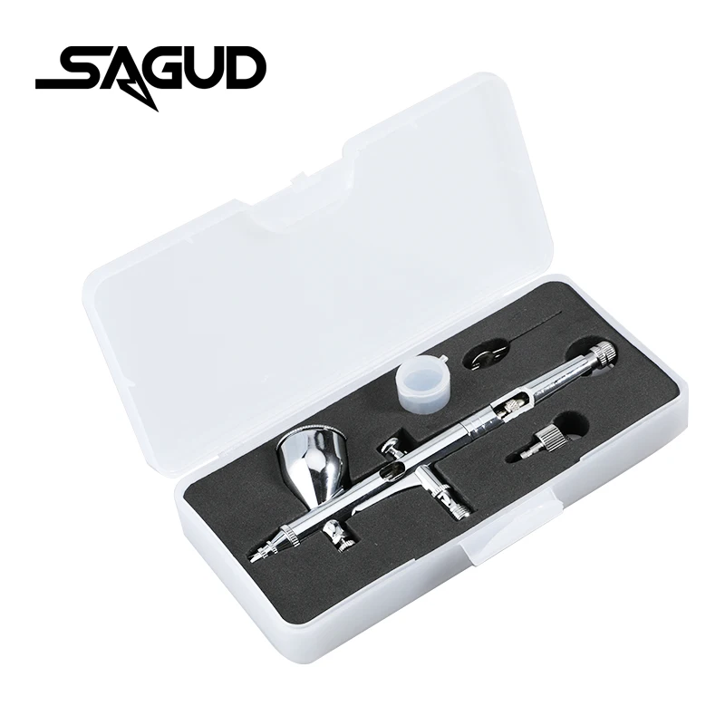 Imagem -02 - Sagud-kit Airbrush Dual Action Gravity Pistola de Pintura Maquiagem Face Tattoo Art Ferramenta Faça Você Mesmo com Air Brush Set