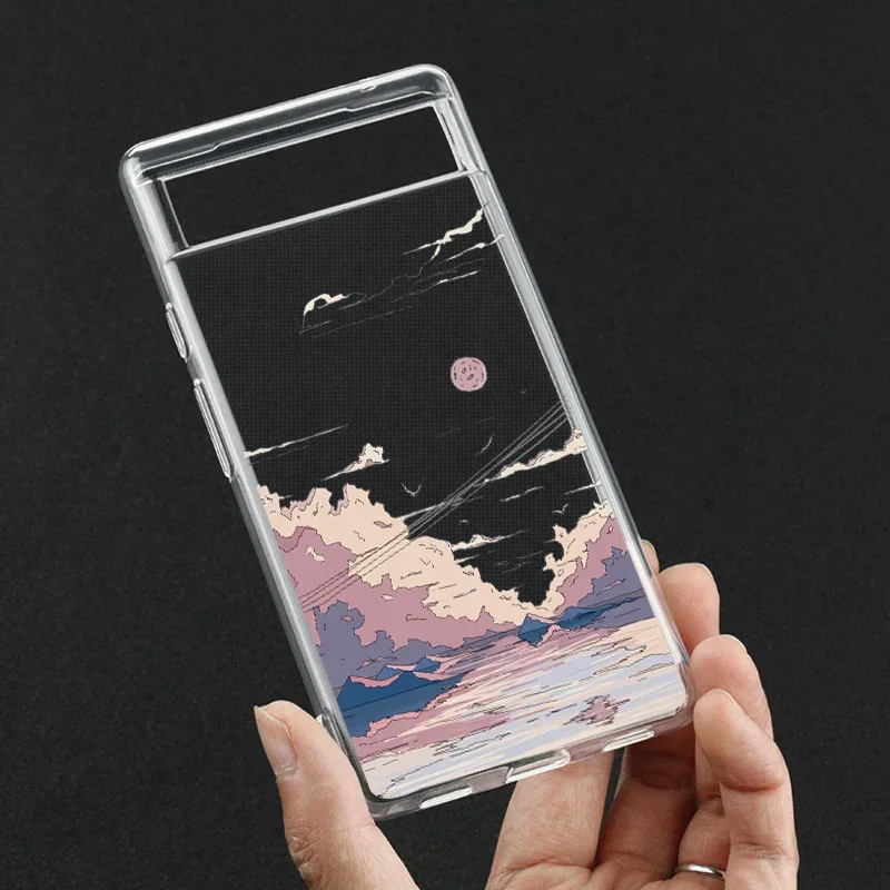 Japan Anime Landscape phone Case for Google Pixel 7a 7Pro 6a 6 6Pro 8 8 Pro 5G Clear Scenery Covers Fundas Skin