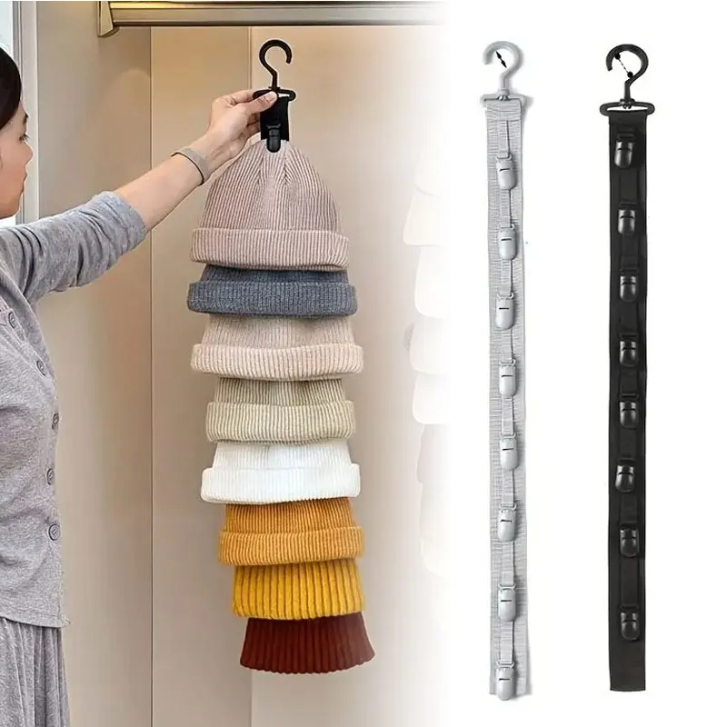 Display for Closet Door and Bedroom Hat Organizer Hat Hanger Baseball Caps Hanging Rope Hat Storage Clips Wardrobe Hat Rack