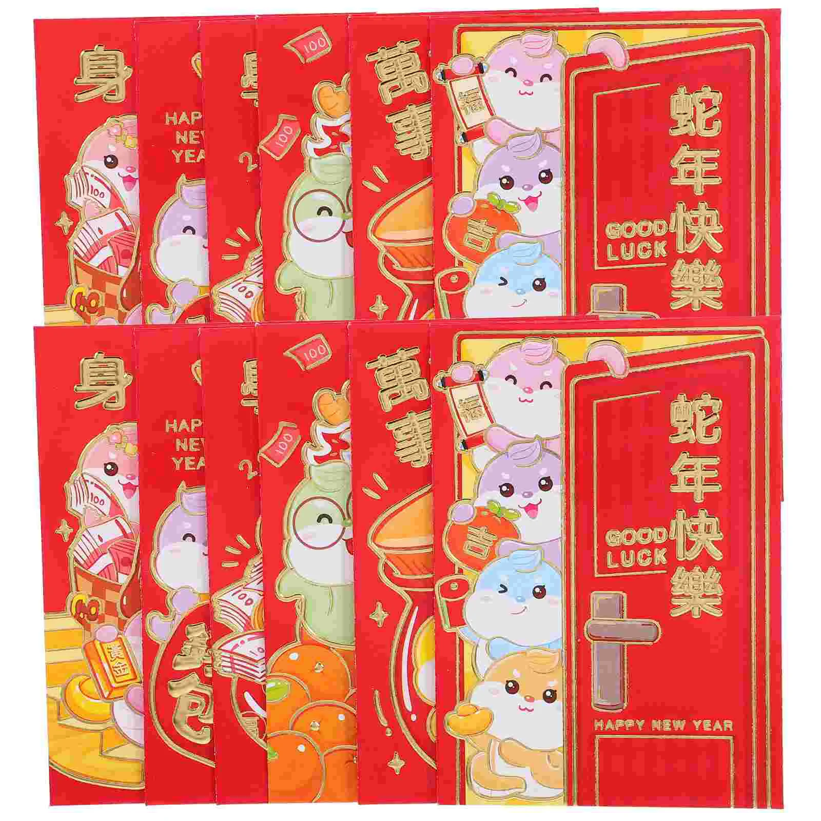 36 Pcs Year of The Snake Red Envelope New Packets Three-dimensional Money Pouches Paper Bags