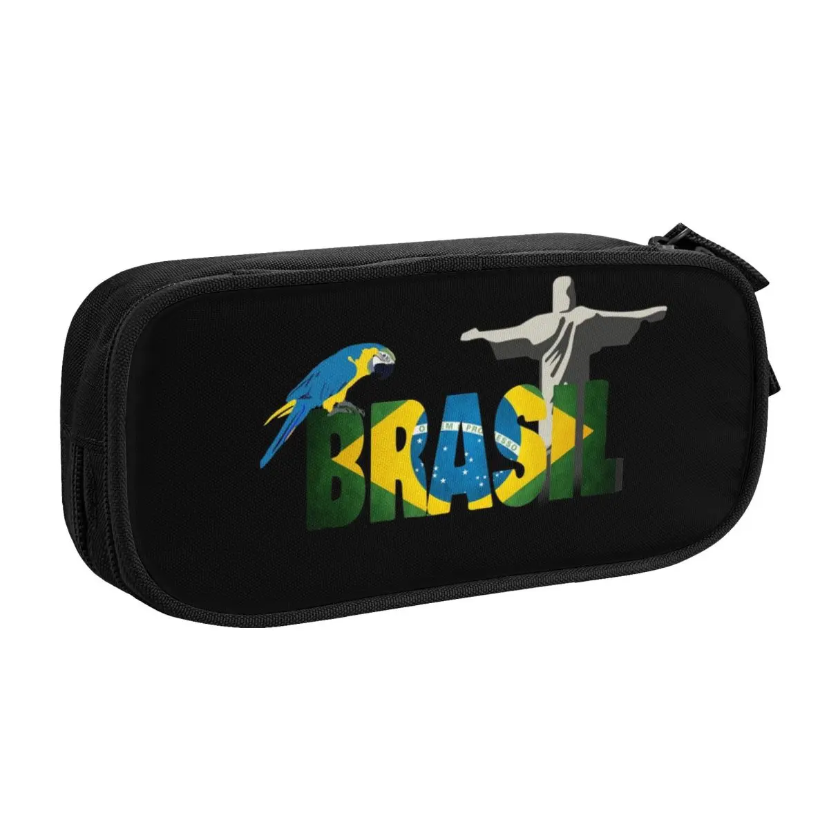 Cute Custom Flag Of Brazil Pencil Case for Girls Boys Large Storage Pen Box Bag School Accessories