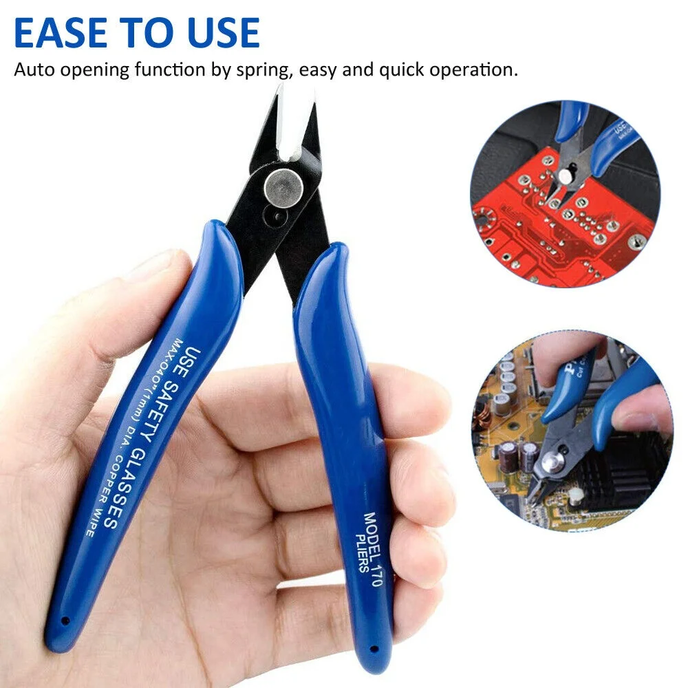 NJBLZQ คีมเหล็กคาร์บอนคีมสายไฟเครื่องตัดตัดด้านข้าง Snips Flush Pliers Nipper บ้านเครื่องมือสีฟ้า