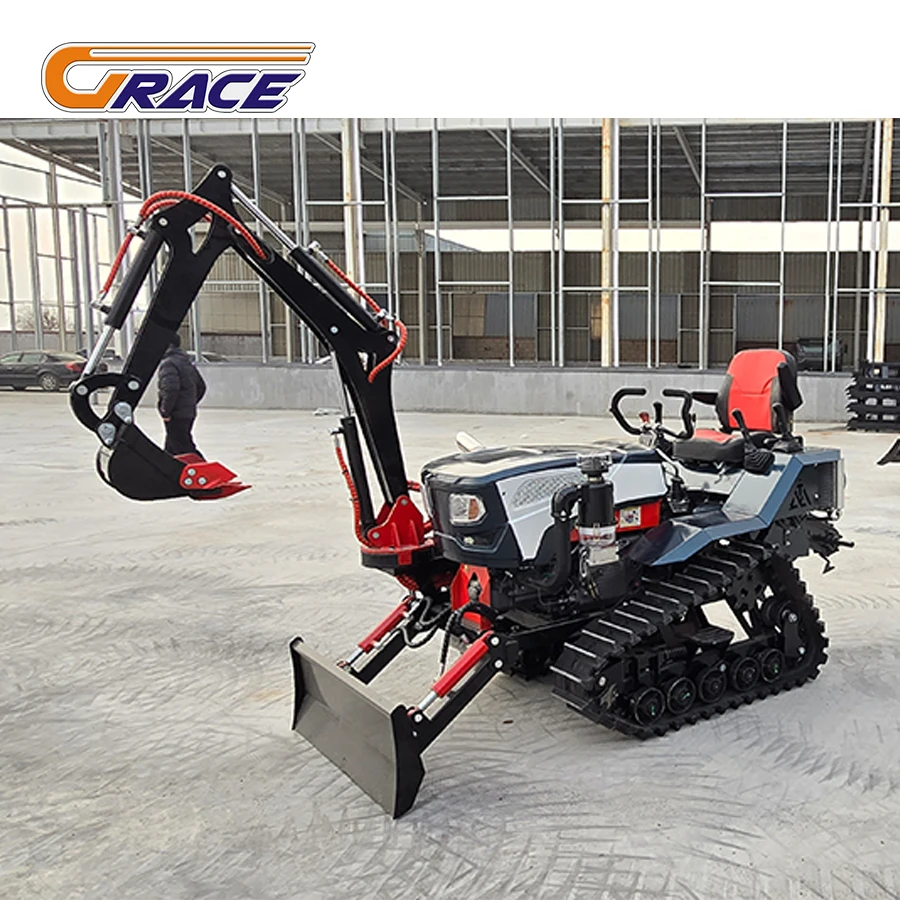 رائجة البيع 35HP 50HP جرار زاحف صغير مع محمل طرفي أمامي ومرفق محراث