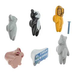 1pc Cartoon Ceramic Handle w/screw Cute Animal Panda Koala Bear Rabbit Lion Horse Bus Pull Knob Decor Kids Room Cabinet Drawer