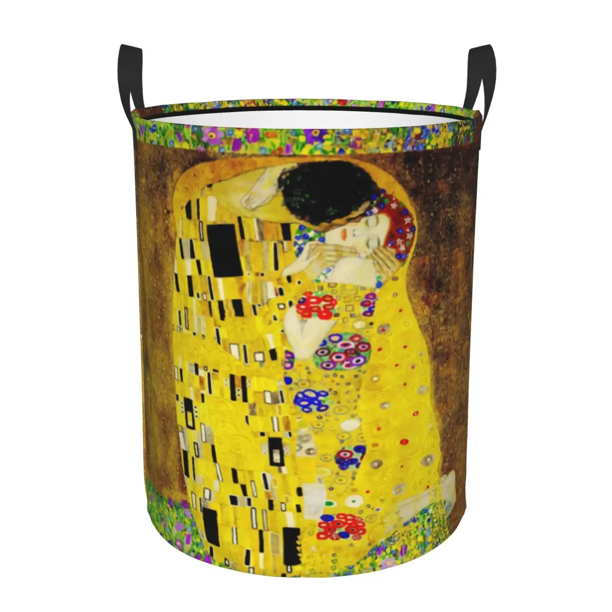 The Kiss By Gustav Klimt Laundry Basket Foldable Liebespaar Painting Clothes Hamper for Nursery Kids Toys Storage Bin