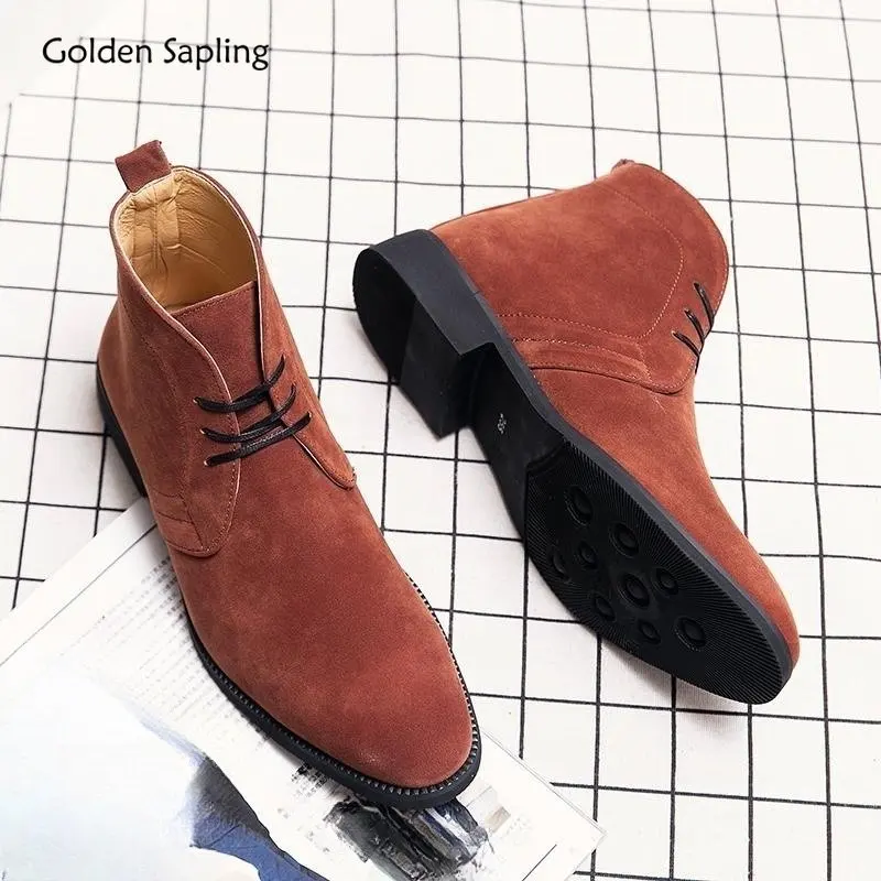 

Golden Sapling Men's Chelsea Boots Retro Leather Shoes Casual Business Party Boot Men Leisure Formal Footwear Chaussures Hommes