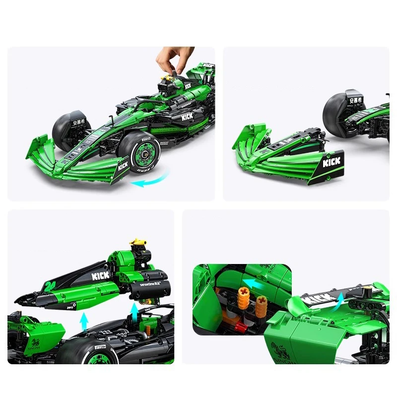 Bloques de construcción de automóviles de carreras F1 técnicos, juegos de modelos a escala 1:8, 2024 Kicks Saubers C44, vehículo de fórmula, juguetes de bloques de construcción