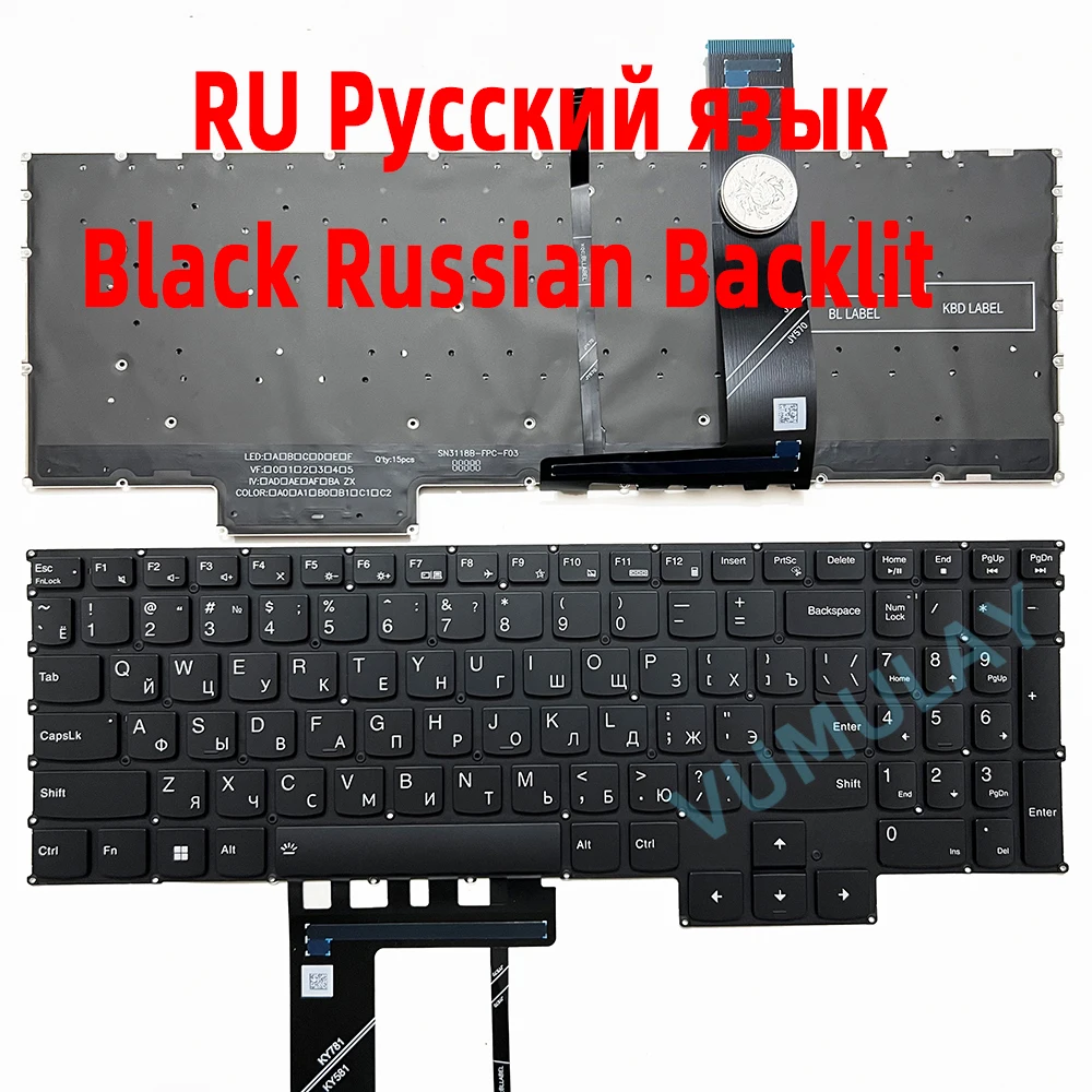 US/RU Backlit Keyboard for Lenovo Legion 5 Pro 16ITH6 16ITH6H