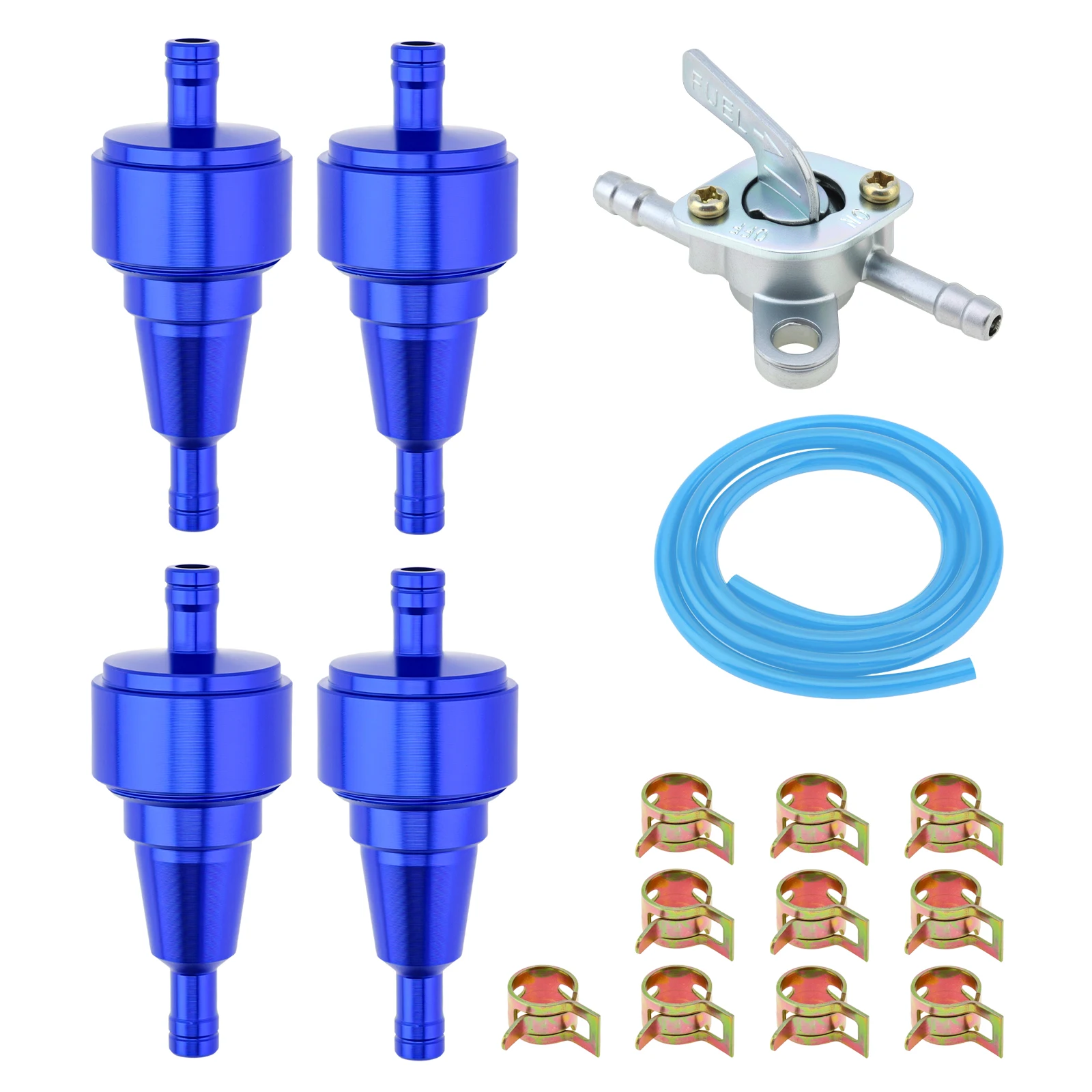 1 Set 1M 3/16 Inch ID Fuel Line Hose 4pcs 1/4inch Fuel Filter Switch for Motorcycle Scooter ATV Oil Delivery Pipe Hose