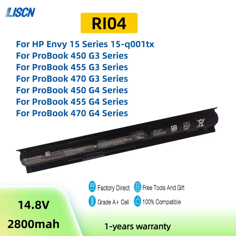 RI04 RI06 Laptop Battery For HP ProBook 455 450 470 G3 Notebook 805047-851 805294-001 805047-221 HSTNN-PB6Q 14.8V 2800mah