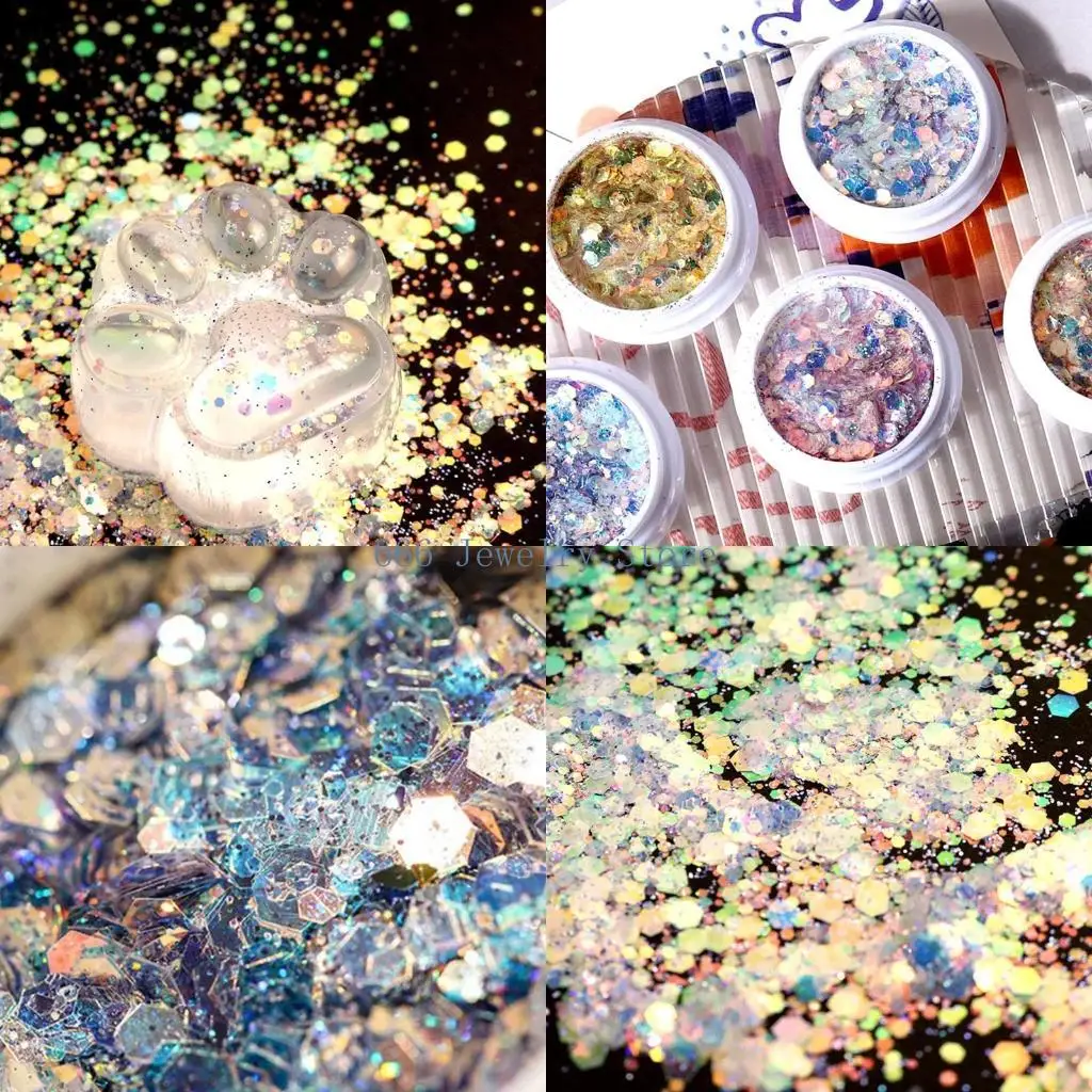 

F2TD Exquisite Sequins Flat Bottom Cup Slime Holographic Cosmetic Glitter Sequins for Makeup Body Festival Decoration