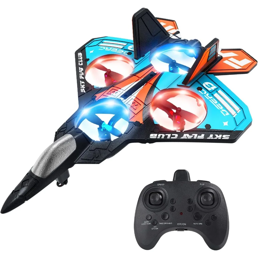 Kindvriendelijke RC Foam Fighter Jet Drone met LED-verlichting, Auto Hover, 360° °   Flips en dubbele batterijen voor een vliegtijd van 32 minuten