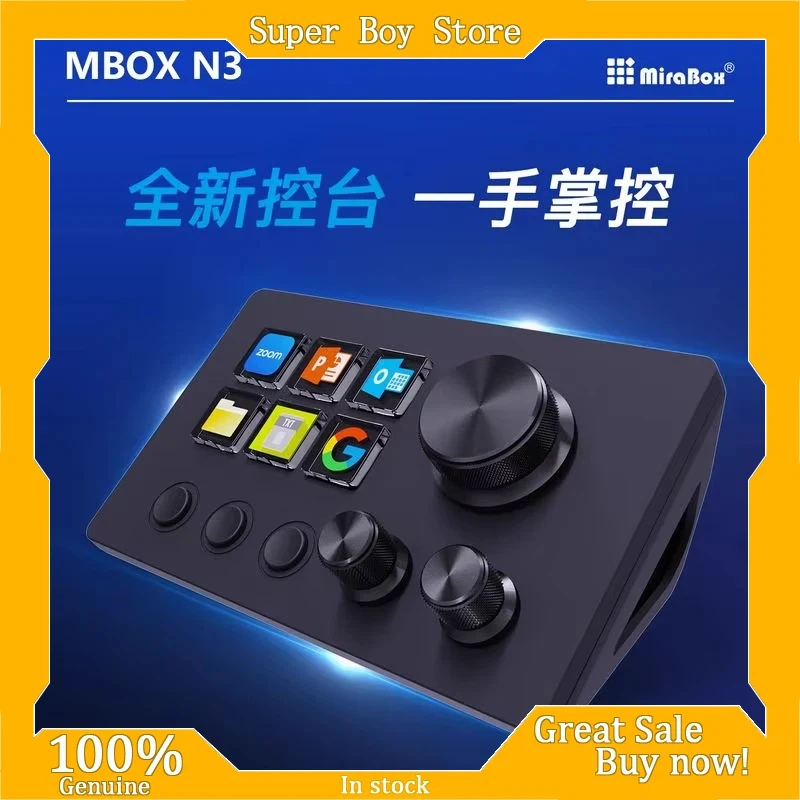 Mirabox N3 Macro Streamdeck Mini Keyboard dengan Layar LCD, Tombol Putar, Panel Kontrol Visual yang Dapat Disesuaikan untuk PC Gaming, Streaming, Studio