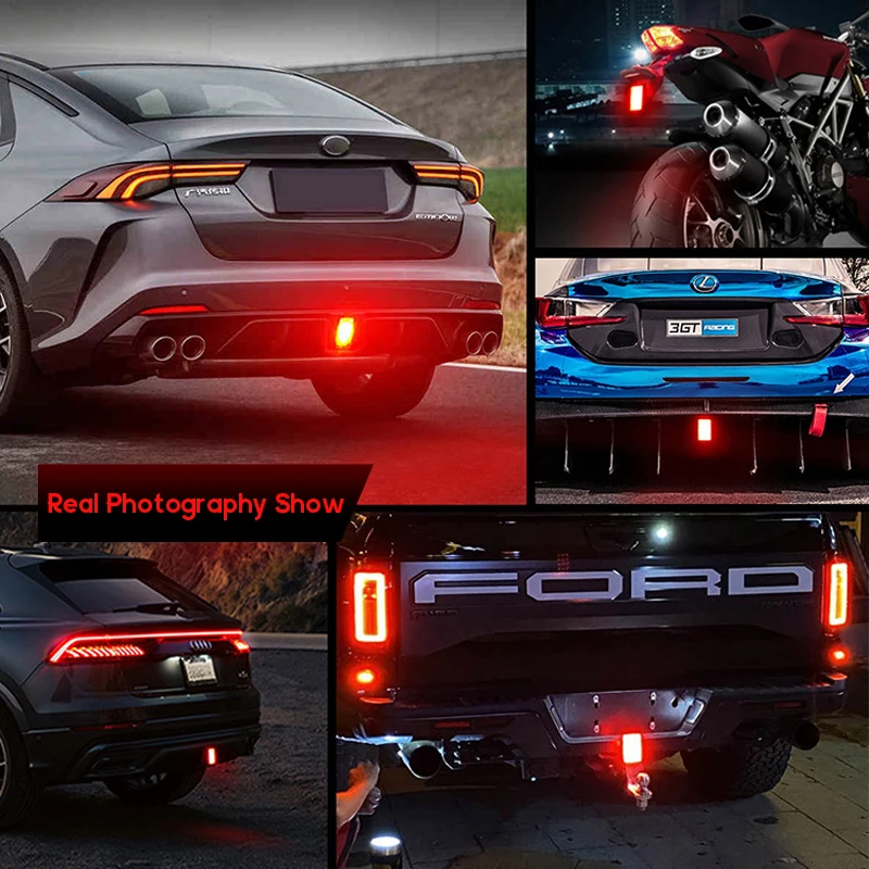 12V F1 Style 15LED Rear Taillight Brake Pilot Lights Flash Warning Reverse Stop Safety Signal for Car Moto SUV