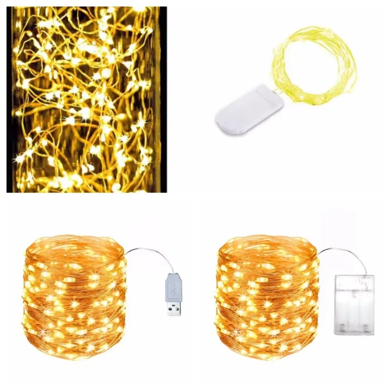Lampki LED sznurkowe 1/2/3/5/10M Wodoodporne Lampki Dekoracyjne Świąteczne Lampki Fairy Lights Ogrodowe Zewnętrzne Lampki Świąteczne — zdjęcie 2