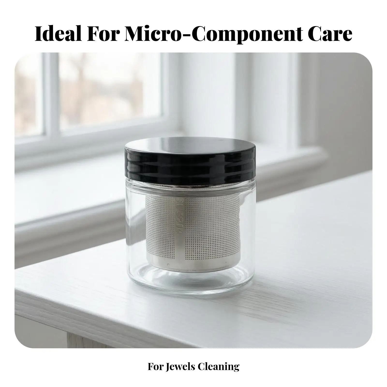 Watch Parts Cleaning Container with Stainless Basket for Home Workshop Use
