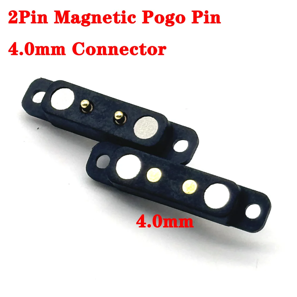 

100Pair 5V 1A Magnetic Pogo Pin Connector 2Pin Pogopin Male Female 4.0mm Spring Loaded DC Magnet Connector Power Socke