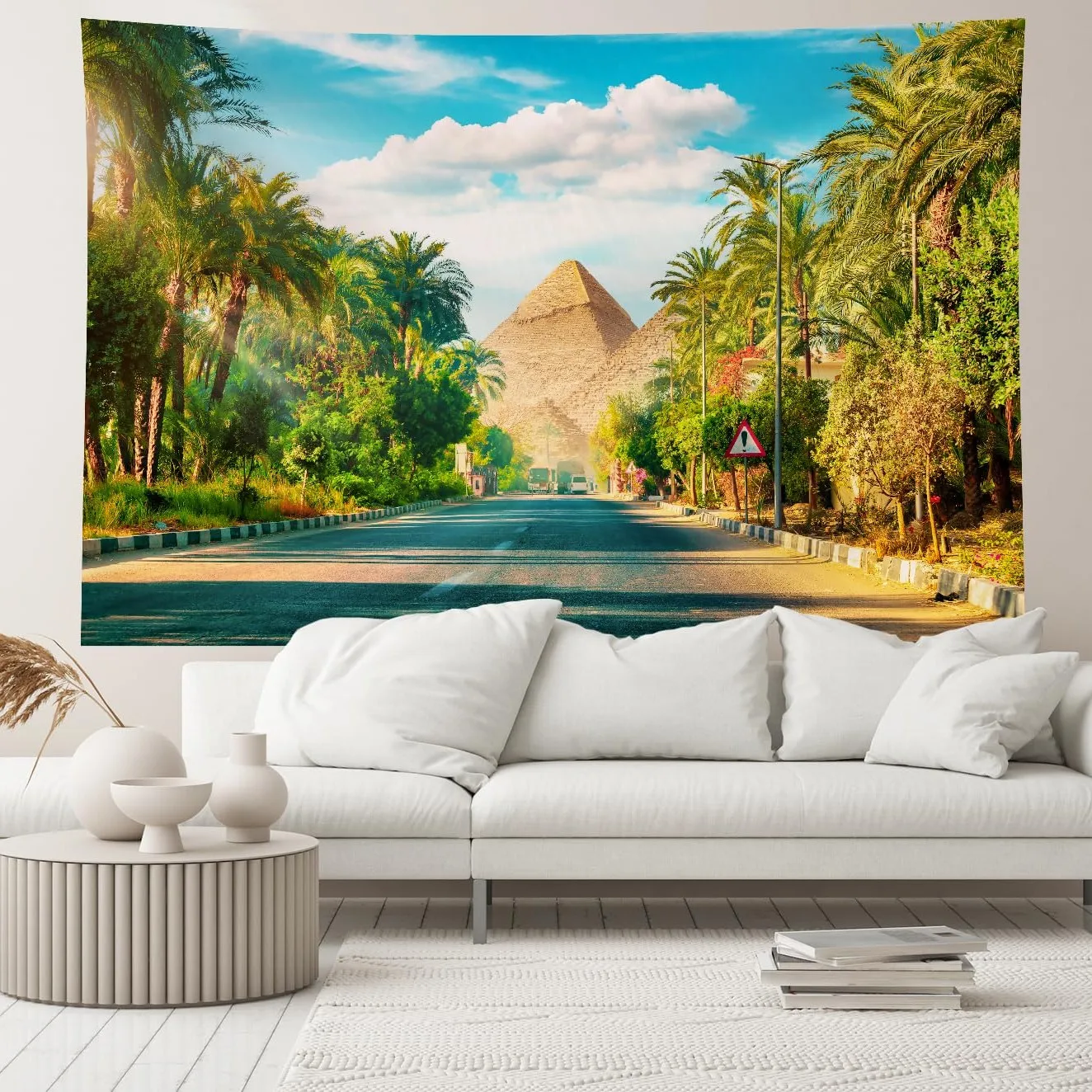 Vintage Egyptian Pyramid Tapestry Party Backdrop Aesthetic Tapestries Wall Hanging Banner for Bedroom Dorm Decor Modern Wall Art