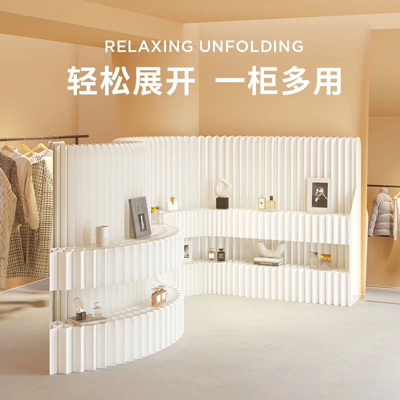 Folding sliding door display racks, storage cabinets, side cabinets, booths, home shelves, office display cabinets, and home cab