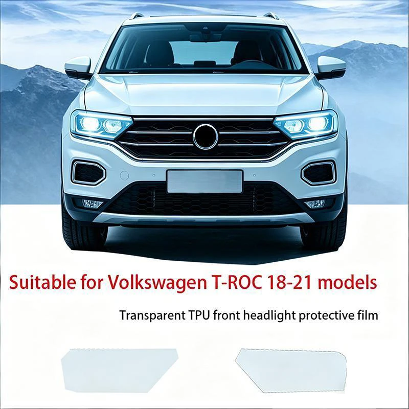 

For Volkswagen T-ROC 2018-2021 TPU Transparent Black Headlight Protective Film Anti-Scratch Light Cover Sticker