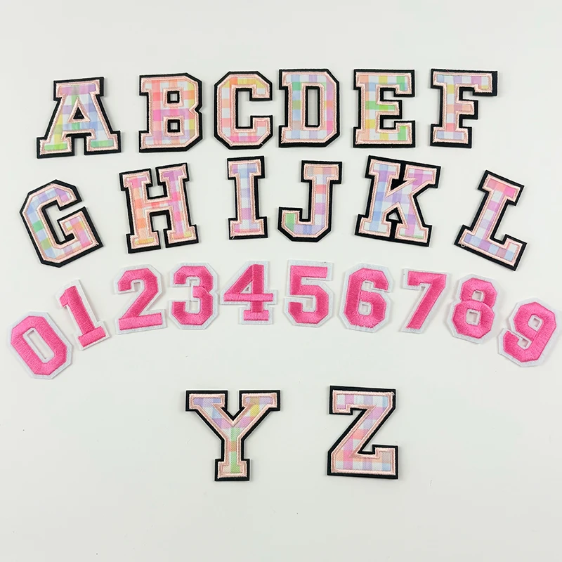 New Rainbow Grid Hot Pressing Letter Patch Bag Decoration Shoes and Hats Clothing Accessories DIY Design White Number Stickers