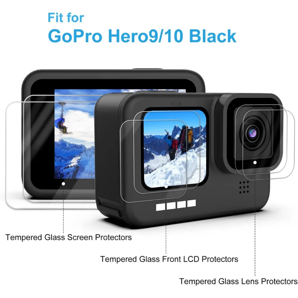 Protector de pantalla de vidrio templado para GoPro Hero 11 10 9, película protectora de lente negra, accesorios de cámara Gopro 9