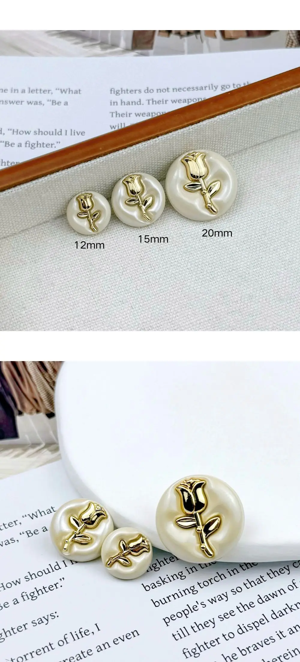 10 Stück Metallknöpfe zum Nähen von Kleidung, Mänteln, hochwertige Knöpfe, DIY-Handwerk, Kleidungszubehör, Inlay-Blumendekoration, kreisförmige Knöpfe – Detail 4