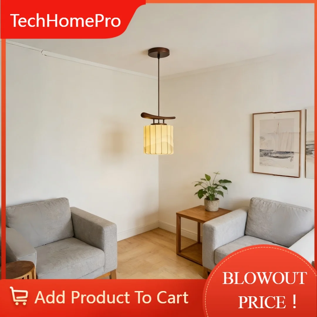 TechHPJapanese Nordic Style Pendant Lamp, Medieval Modern Hanging Lamp, Suitable For Living Room, Dining Room, Bedroom E27