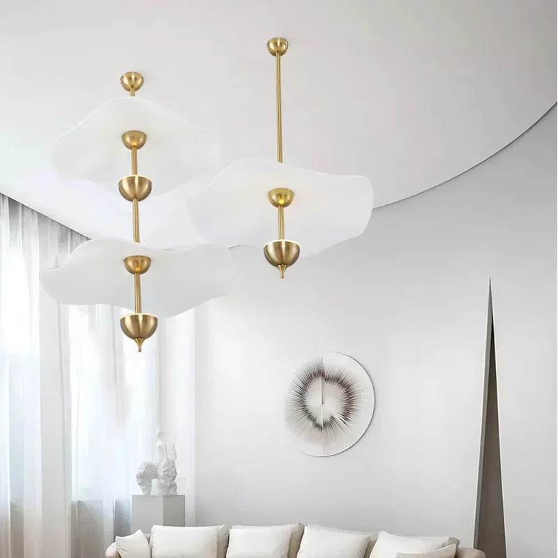 Lotus Leaf Pendant Light Acrylic Designer hanging light fixtures for Living Room Staircase Hotel Decor Dining Table Hanging Lamp