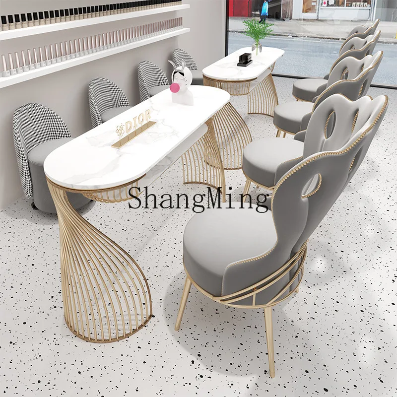 FGロックプレートインターネットセレブネイルテーブル＆チェアセット組み合わせアイアンアートシングルダブルネイルサロンネイルテーブル