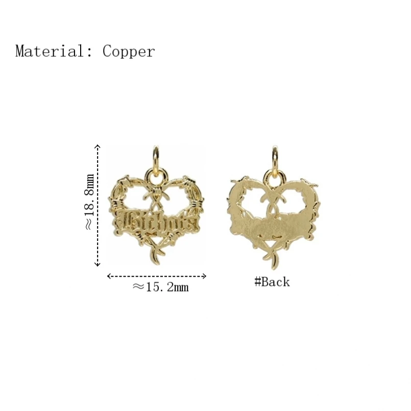 10Pcs Bubble Claw Thorns Spiky Organic Claws Letter Black Charms Pendant Copper Cubic Zirconia Invisible Setting Gold Color