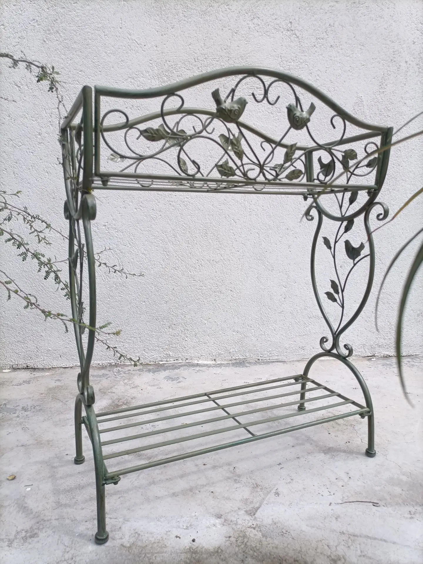 Antique Iron Garden Flower Stand, Storage Shelf Display, Living Room, Balcony, Outdoor Decoration