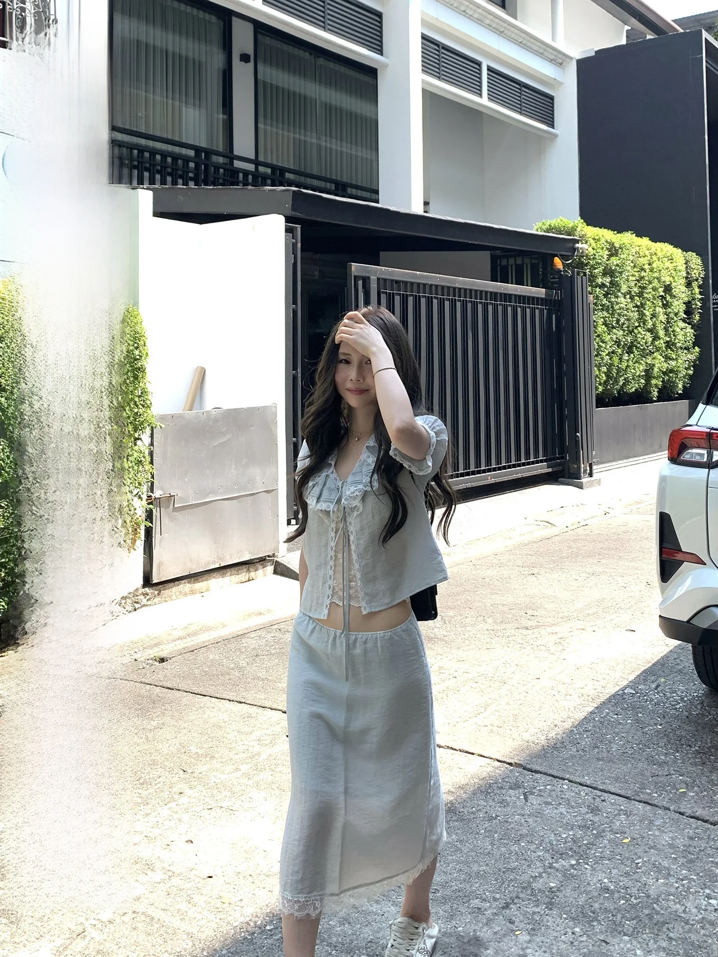 

Yellow Petals Zzpalette Floral Ruffle Plaid Belted Top And High Waist Skirt Two Piece Set Women's Spring Fashion Outfit