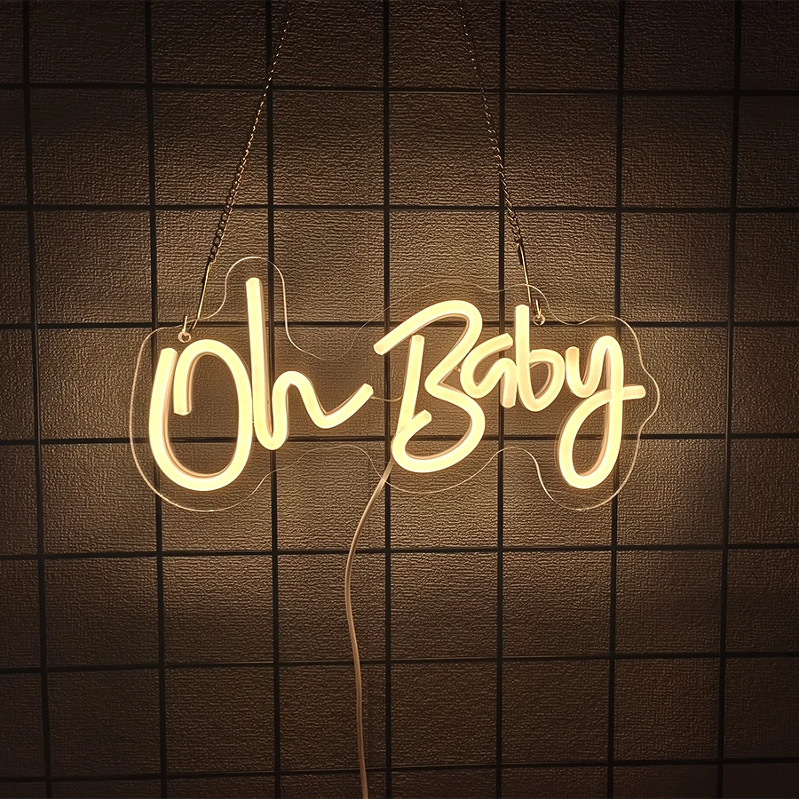 Oh Baby Neon Sign For Wall Decor,Led Neon Light For Party Decoration,Shower, Birthday, Wedding, Bedroom Decor,Gender Reveal