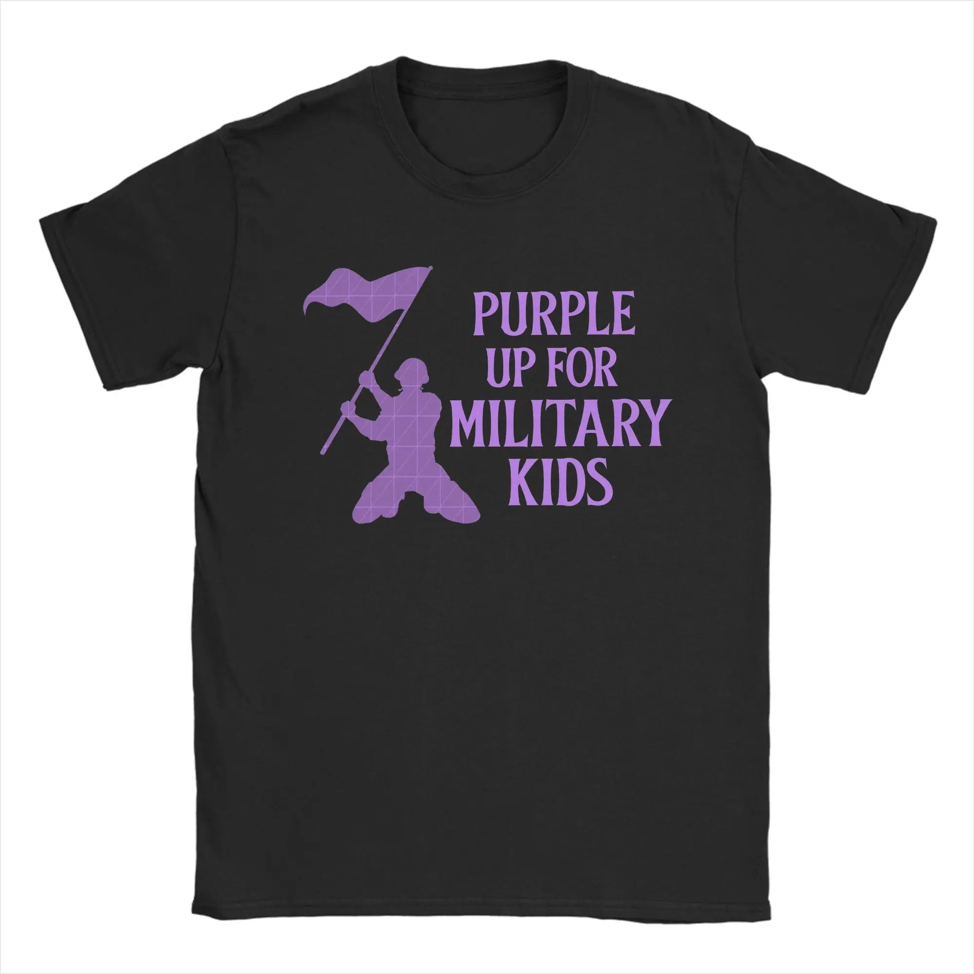 Camiseta Unissex Roxa para Crianças Militares, 100% Algodão, Roupa Casual de Manga Curta com Gola Redonda, Camisetas Plus Size
