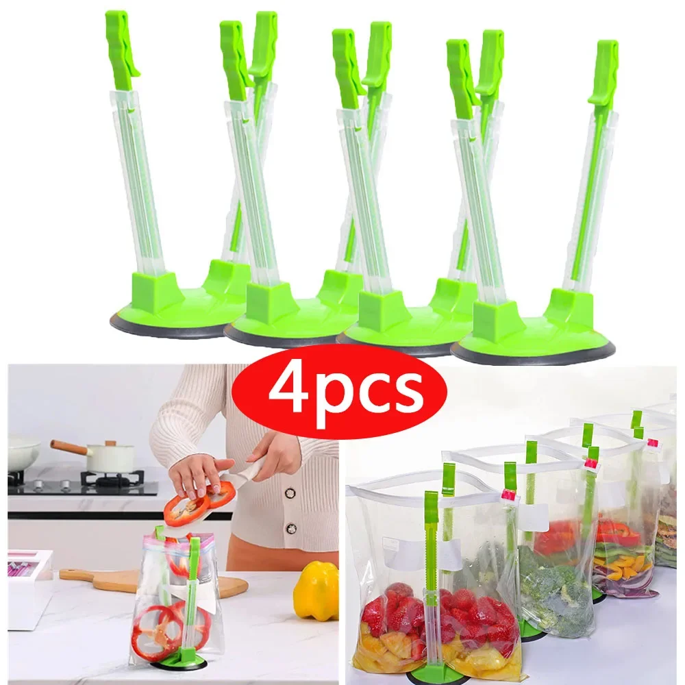 

2/4pcs Baggy Rack Holder Adjustable Food Prep Plastic Freezer Ziplock Holder Stand Meal Planning Kitchen