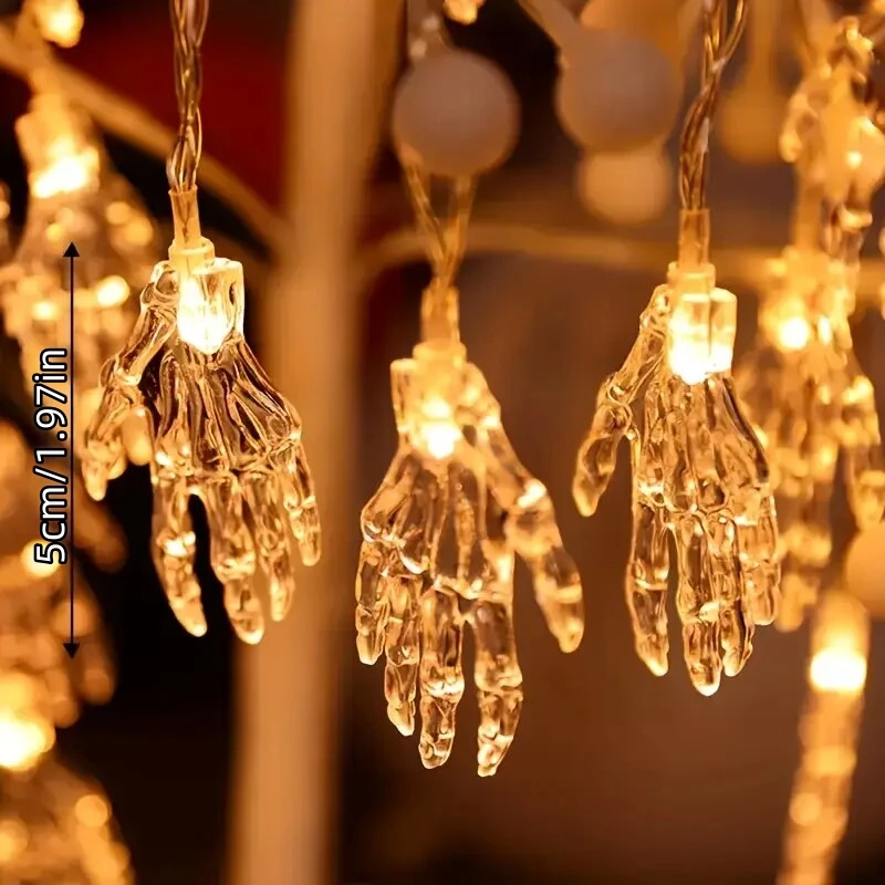 1PC  Halloween Ghost Hand LED String Lights Indoor Battery Powered Decoration Lamp Festive Lights For Party&Haunted House Decor