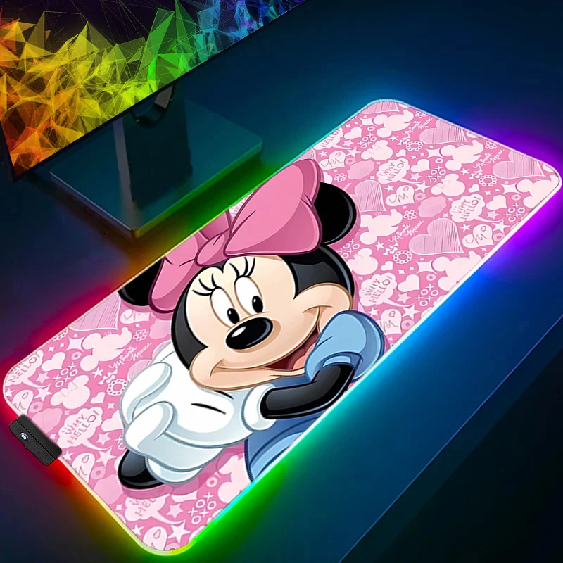 RGB Grote muismat Antislip Mickey en Minnie pc snelheid Voor e-sportspelers Backlight Laptop Computer Toetsenbord LED xxl muismat